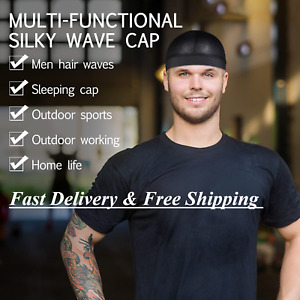 Molain 2Pcs Wave Cap for Men Silky Stocking Caps for 360 540 720 Waves Satin Sil