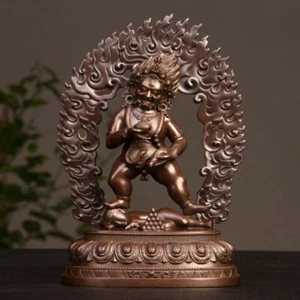 Tibet Buddhism God of Wealth Black Mahakala Buddha Bronze Copper Statue 28 cm - Picture 1 of 12