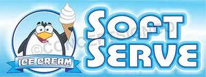 3'X8' SOFT SERVE ICE CREAM BANNER Outdoor Signs BIG Fair Concessions Stand Cones - Picture 1 of 3