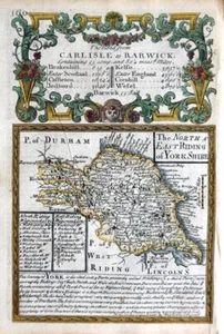 YORKSHIRE NORTH & EAST RIDINGS YORK BY EMANUEL BOWEN c1720 GENUINE ANTIQUE MAP - Picture 1 of 2