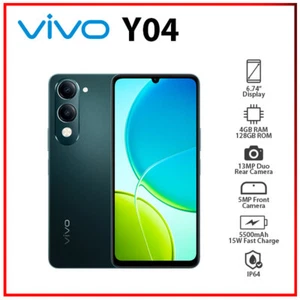 (New) VIVO Y04 4GB+128GB GREEN Dual SIM Octa Core Unlocked Android Cell Phone - Picture 1 of 5