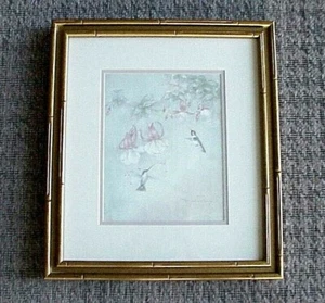 Vintage Hummingbird Floral Framed Wall Art Picture by John Cheng Numbered Signed - Bild 1 von 9