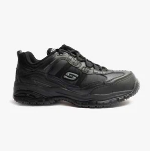 Skechers Work 77013EC/BLK Mens Leather/Textile Workwear Lace-Up Trainers