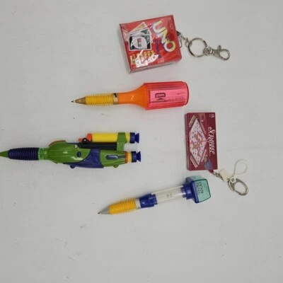 Hasbro Travel Game Keychains And Pens 2002 1995 Yahtzee Uno Nerf Boogle Scrabble - Image 1 of 4