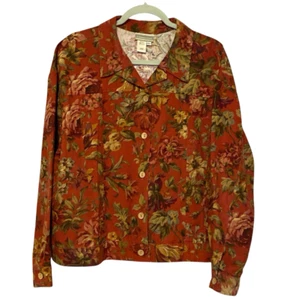 Giacca floreale Coldwater Creek XL 100% cotone denim - Foto 1 di 6