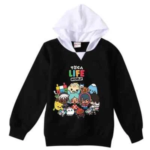 Toca Life World Print Kids Thin Hooded T-Shirt Long Sleeve Tshirt Boca T Shirt - Picture 1 of 44