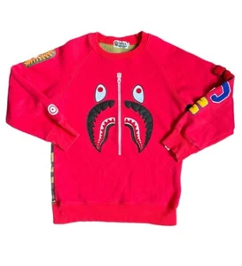 Size Medium - Men’s BAPE Shark Long Sleeve Sweatshirt 1st Camo Green x Red 🔥🔥 - Picture 1 of 10