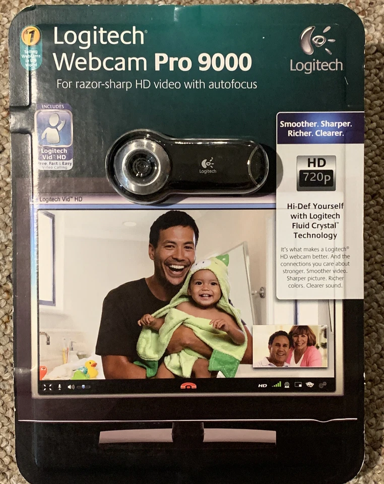 Logitech Webcam Pro 9000 HD 720p 30FPS USB 2.0 Video Calling Windows Zoom C - Image 1 of 2
