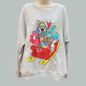 Tom and Jerry beleuchtetes weihnachtliches langärmeliges Schweißshirt XXL (19) hellgrau - Bild 1 von 12