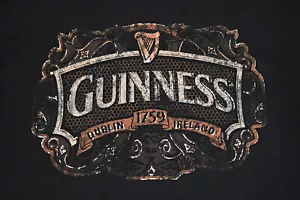 Guinness gold foil distressed logo Dublin Ireland 1759 harp black L T-shirt NEW - Picture 1 of 2