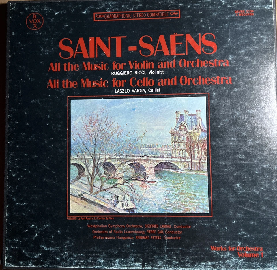 Saint-Saens 3 Vinyl Records For Cello Varga & Orch Ricci Violin QUAD VOX BOX LPs Foto 1 de 4