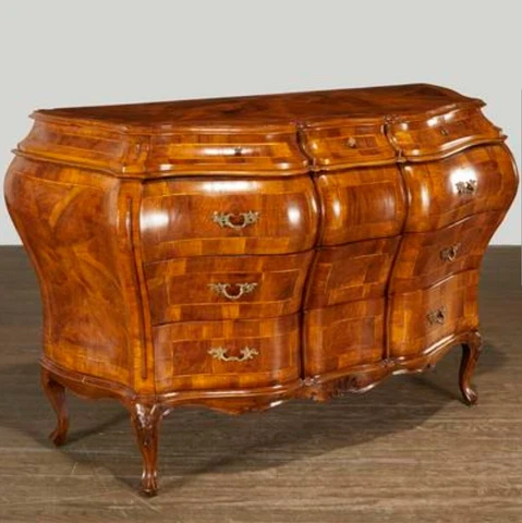 Venetian bombe Louis XIV Rococo Walnut Burl Veneer Chest of Drawers commode 1880 Cover