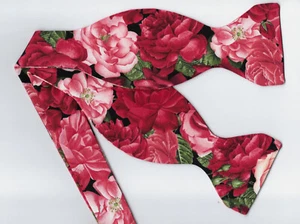 Rose Bouquet Bow tie, Beautiful Red & Pink Roses, Wedding, Prom Self-tie Bow tie - Picture 1 of 5