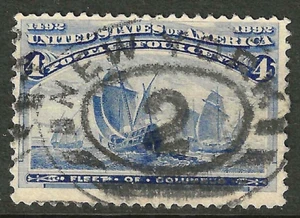 Sc #233 SOTN NEW YORK Oval Town Cancel 4 Cent Columbian 1893 US 4E63 - Picture 1 of 2