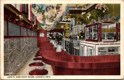 Phoenix Arizona Leon R Gass Chop House Restaurant Interior Vintage Postcard - Image 1 of 2
