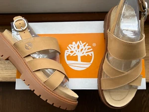 Sandalias Timberland 'Clairemont Way' con correa trasera de cuero, beige, talla 5 del Reino Unido, NUEVAS - Imagen 1 de 9