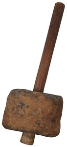 Antiguo mazo de carpintero martillo trineo madera burl rústico primitivo 14" - Imagen 1 de 12