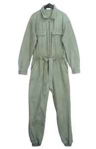 Bershka Utility Jumpsuit Boiler Suit Khaki Green Long Sleeve Aviator Size S - Picture 1 of 16