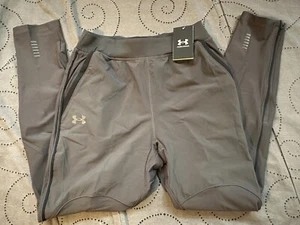 UNDER ARMOUR RUNNING JOGGER FITTED TECH DEEP GRAY & BLACK PANTS SIZE M MEN $100 - Picture 1 of 6