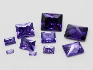 Tanzanite CZ Rectangle 2x4 4x6 6x8 8x10 10x12 mm Loose Cubic Zirconia Gemstone - Picture 1 of 7