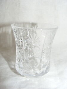 Vintage Glass Cut Crystal Toothpick Holder Sunflower Design