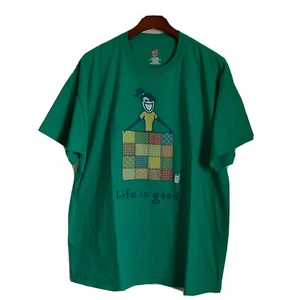 Woman LIFE IS GOOD Green Big Smile Graphic Logo Crusher Tee Shirt Size 2XL - Picture 1 of 11