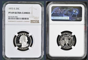 1973 S WASHINGTON QUARTER PR69 DCAM NGC Proof PF69 UCAM ULTRA Cameo - Picture 1 of 1