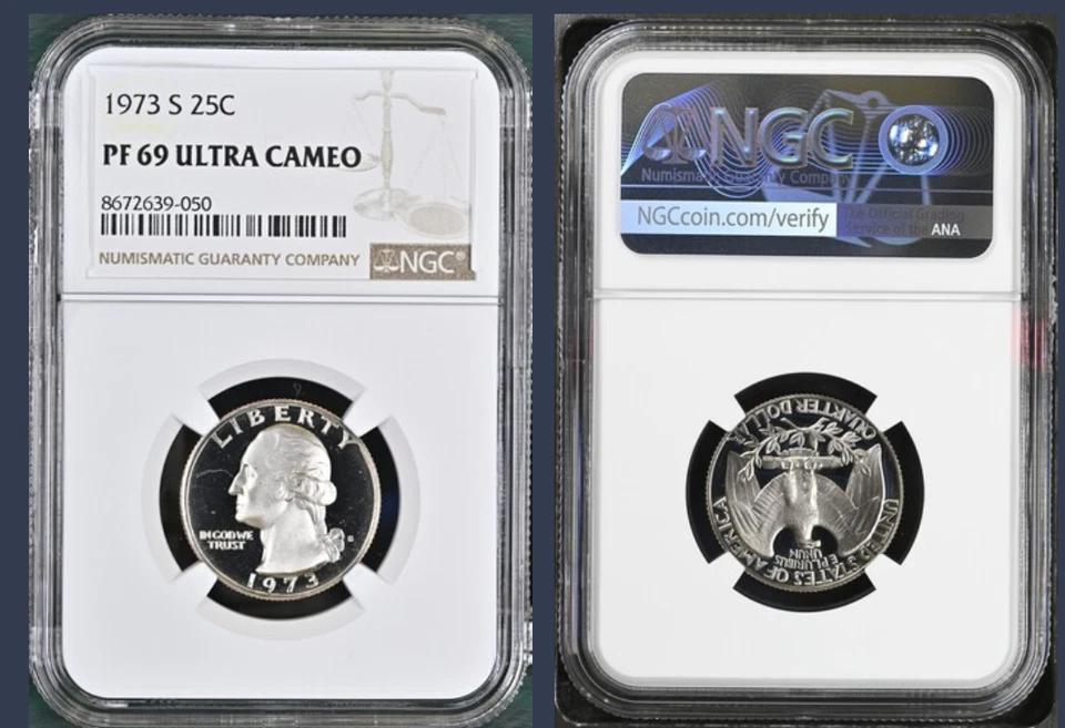 1973 S WASHINGTON QUARTER PR69 DCAM NGC Proof PF69 UCAM ULTRA Cameo - Image 1 of 1