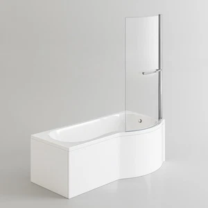 P-Shaped Bath Bathtub 1700x850mm Right Hand with Screen, Rail & Front Panel - Picture 1 of 6