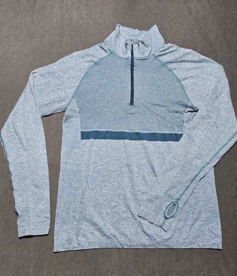 Nike 1/4 Zip Running Shirt Womens Large Blue Pullover Sweatshirt Dri-Fit - Image 1 of 4