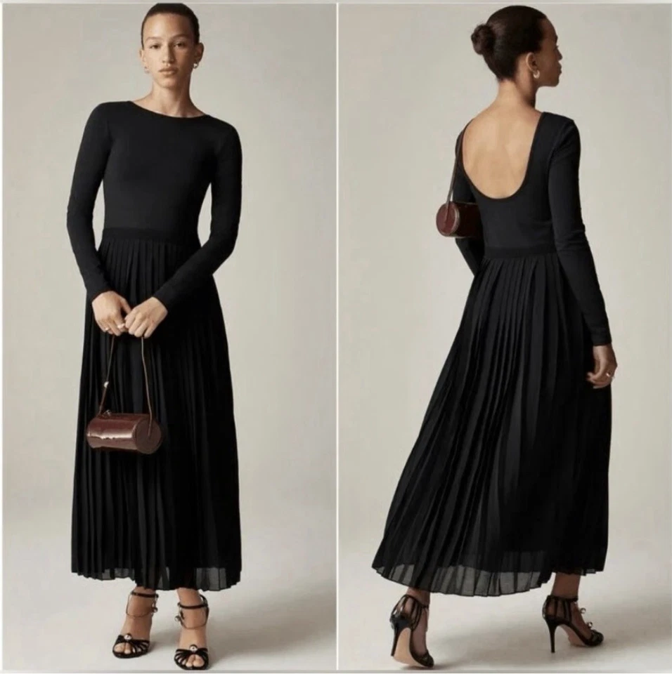 J.Crew Pleated Ballet Dress in Stretch Cotton Blend Black Size S CF797