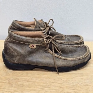 Twisted X Chukka Driving Moc Youth Sz 5 Western Leather Cowboy - Picture 1 of 9