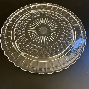 CAKE PLATE  FEDERAL GLASS Footed Cake Plate w/Dots, Panels, Sunburst #2889 - Picture 1 of 6