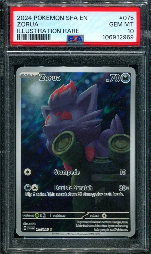 PSA 10 Zorua 075/064 Shrouded Fable IR Illustration Rare Pokemon Card - Image 1 of 1