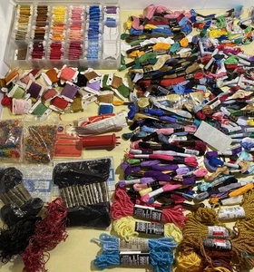 Embroidery Floss & Cards Box Accessories Crafts Large Estate Lot Some Vintage - Picture 1 of 11