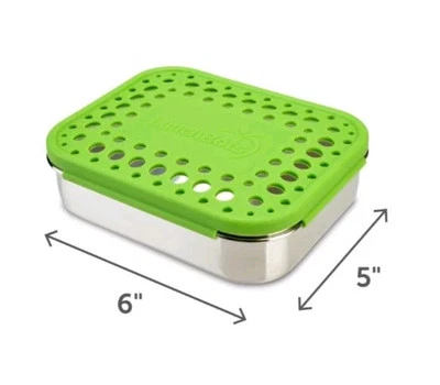 Medium Quad Stainless Steel Lunch Box Tin Silicone Lid 4 Compartments Bento Box - Image 1 of 4