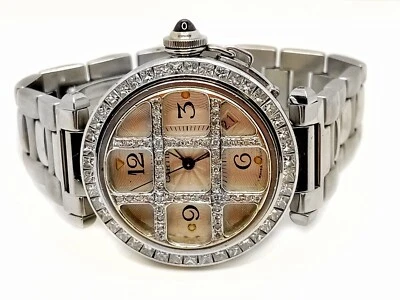 Cartier Pasha Gents Stainless Steel Wrist Watch with After Market Diamonds - Image 1 of 4