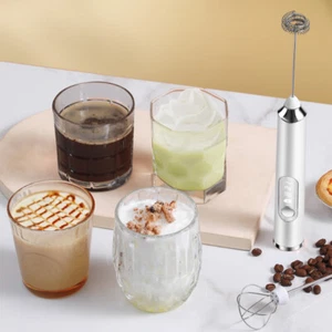Electric Milk Frother Coffee Whisk Handheld Frappe Chocolate Mixers Rechargeable - Picture 1 of 18