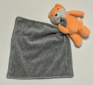 Carter's Bright Orange Gray Plush Fox Security Baby Blanket Rattle Lovey Toy - Picture 1 of 3