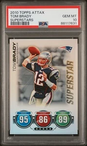 2010 Topps Attax Tom Brady Superstar PSA 10 GEM MT Silver Foil Patriots - Picture 1 of 2