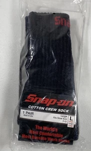 Snap On Black Cotton Mens Crew Socks Size Large Made in USA - Picture 1 of 6