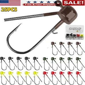 25Pcs Weedless Ned Rig Jig Hook Mushroom Head Jigs for Bass Fishing Crappie US - Picture 1 of 15
