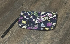 Vera Bradley FLORAL NIGHTINGALE Envelope Wallet Wristlet Purple/Blue/Green - Picture 1 of 7
