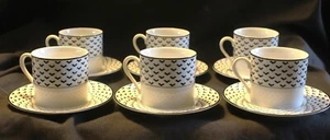 TIFFANY GOTHAM SET OF 6 ESPRESSO CUPS AND SAUCERS - Picture 1 of 5