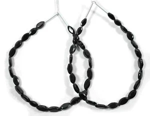Handmade Natural Black Onyx Faceted Oval Shape AAA+ Beads 6" For Making Jewelry - Picture 1 of 3