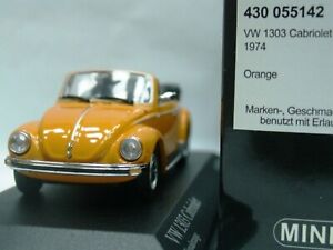 WOW EXTREMELY RARE VW Beetle Käfer 1303 Cabriolet 1974 Orange 1:43 Minichamps
