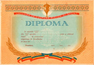 Romania, 1980's, Blank Sport Diploma - UCFS - Picture 1 of 1