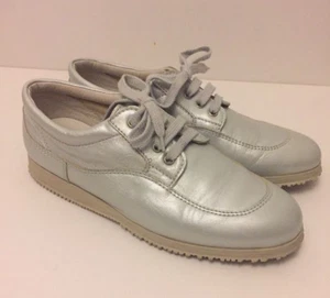 Hogan by Tod's Women's Silver Gray Leather Lace-up Sneakers Size 39.5 (US 9.5) - Picture 1 of 8