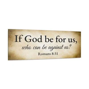 Romans 8:31 Gold Bible Verse Canvas Christian Wall Art Ready to - Picture 1 of 8