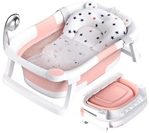 Rabb 1st PINK Baby Bathtub Foldable, Baby Bath Newborn to Baby - NEW & BOXED - Picture 1 of 1